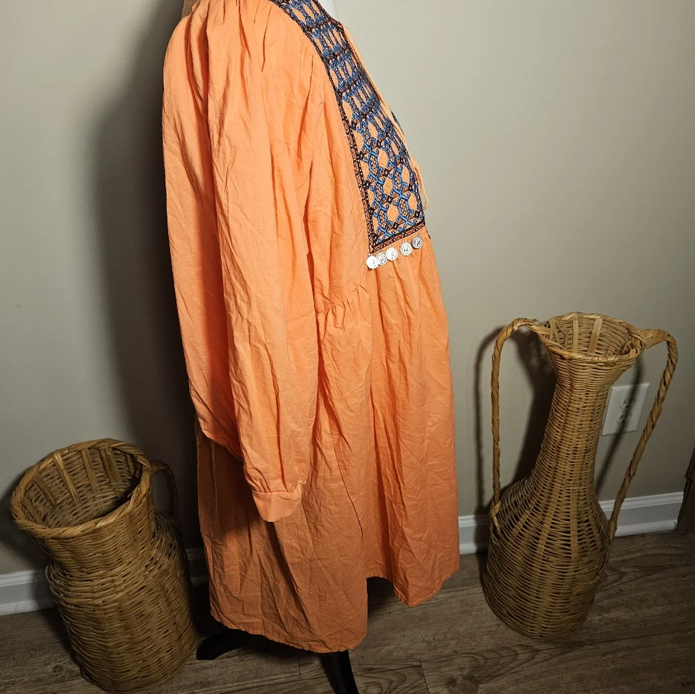 Velzera Orange Mini Dress with Bishop Sleeves - Picture 13 of 14